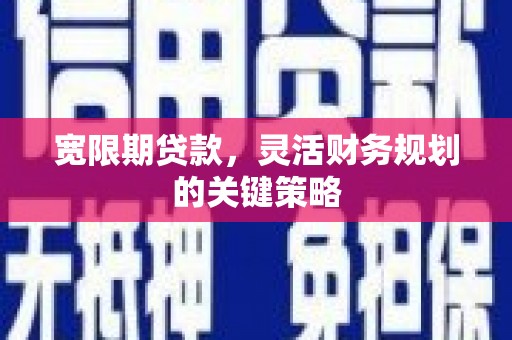 嘉兴宽限期贷款，灵活财务规划的关键策略