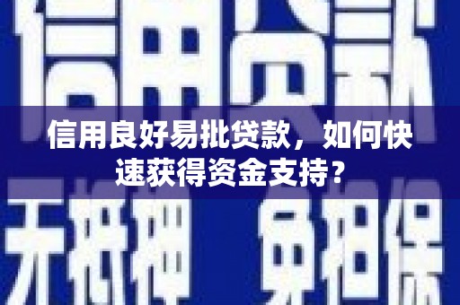 嘉兴信用良好易批贷款，如何快速获得资金支持？