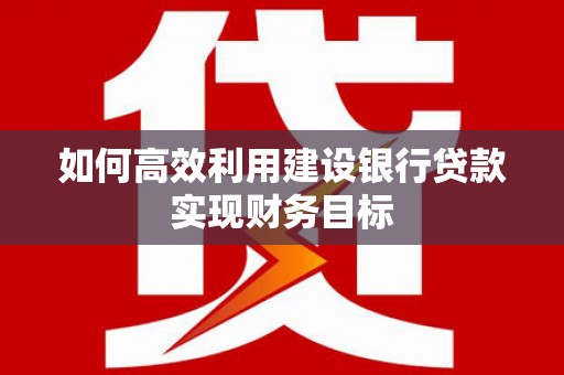 嘉兴如何高效利用建设银行贷款实现财务目标