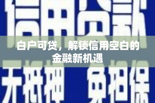 嘉兴白户可贷，解锁信用空白的金融新机遇