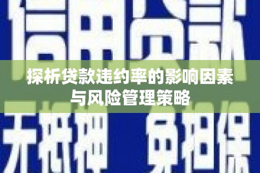 嘉兴探析贷款违约率的影响因素与风险管理策略