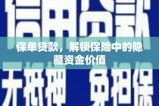 嘉兴保单贷款，解锁保险中的隐藏资金价值