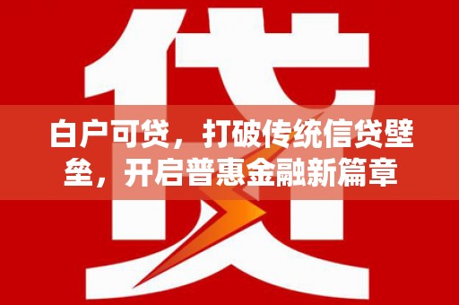 嘉兴白户可贷，打破传统信贷壁垒，开启普惠金融新篇章