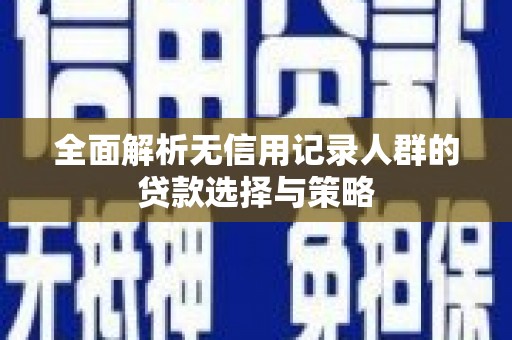 嘉兴全面解析无信用记录人群的贷款选择与策略